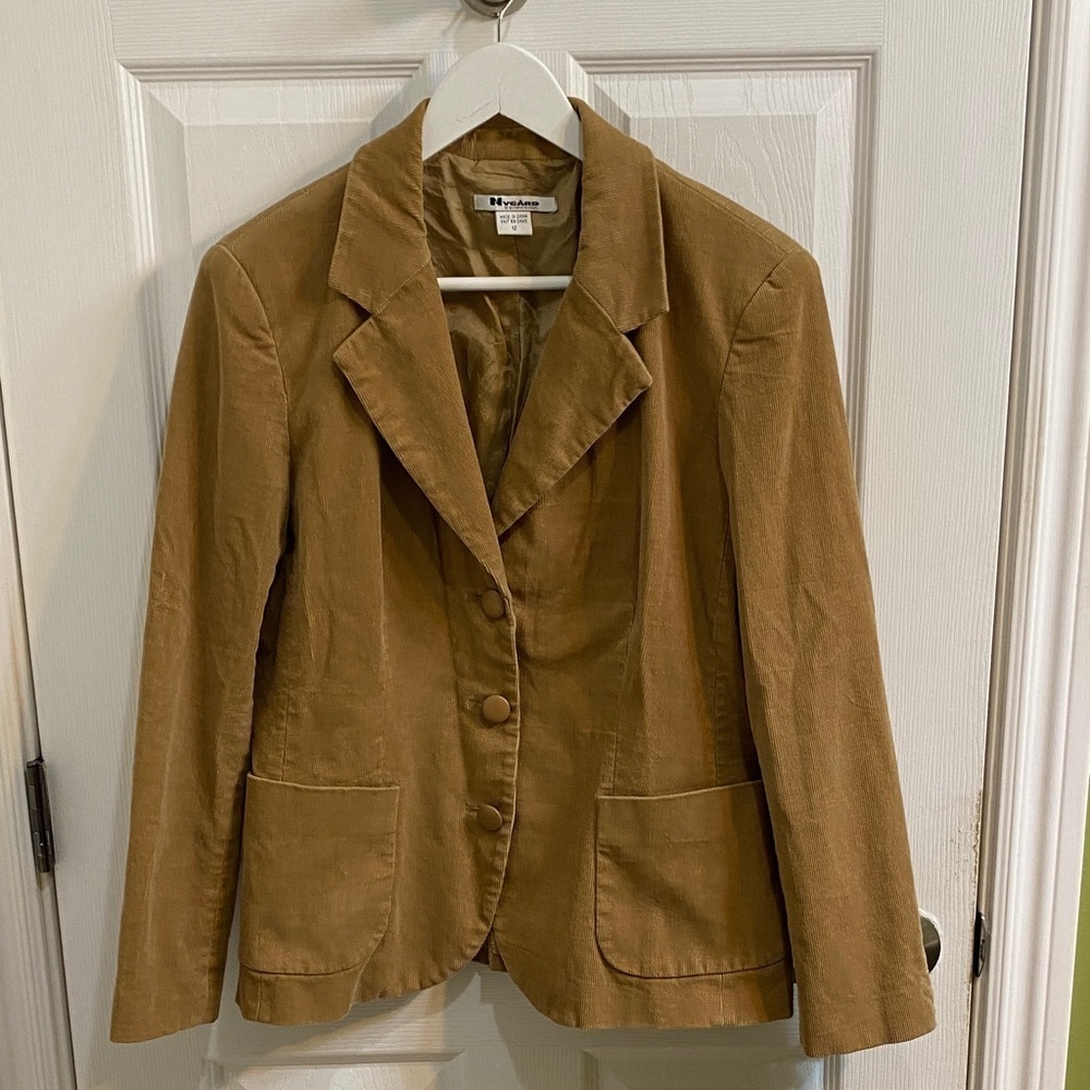 Nygard Collection Tan Corduroy Fitted Blazer Women’s Size 12 Fall Vintage Winter